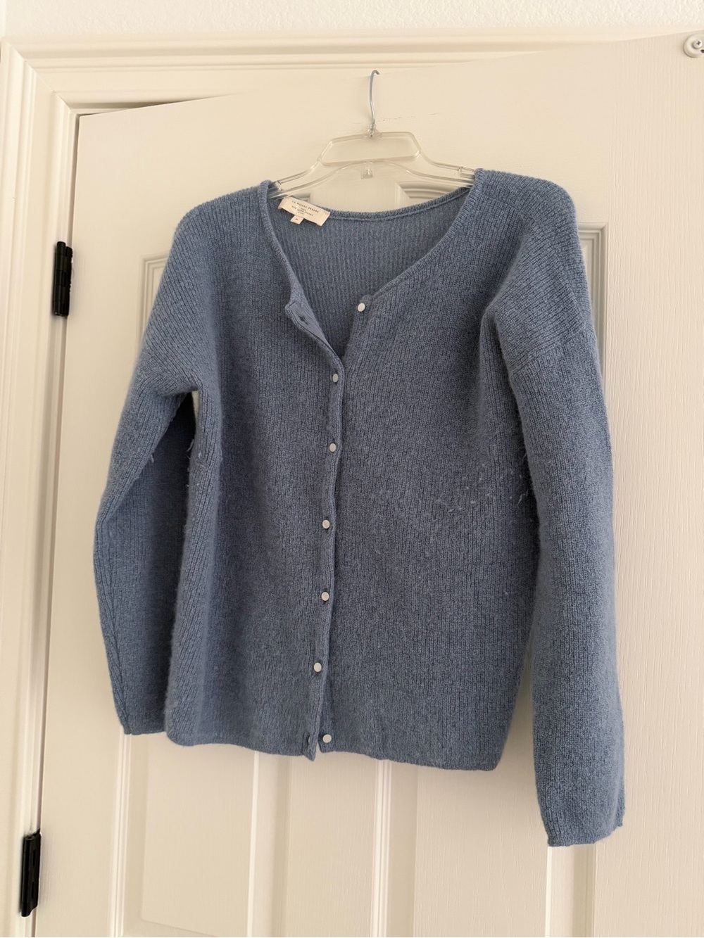 Sézane Dusty Blue Pearl-Button Cardigan